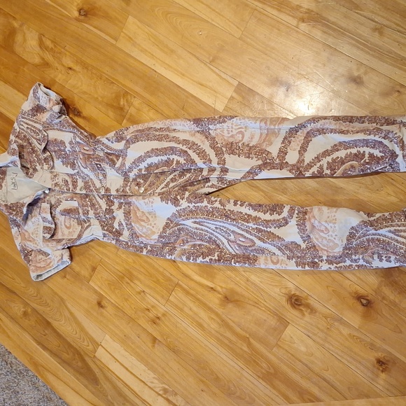 Free People Marci Paisley Printed Cotton Jumpsuit Size XS - Picture 4 of 14